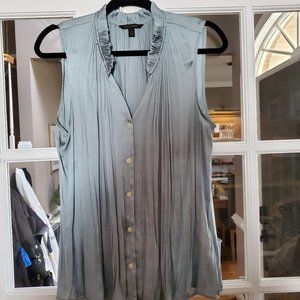 Banana Republic Satin Pleated Neck Button Blouse